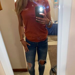 AEROPOSTALE burnt red/orange “hello love” top